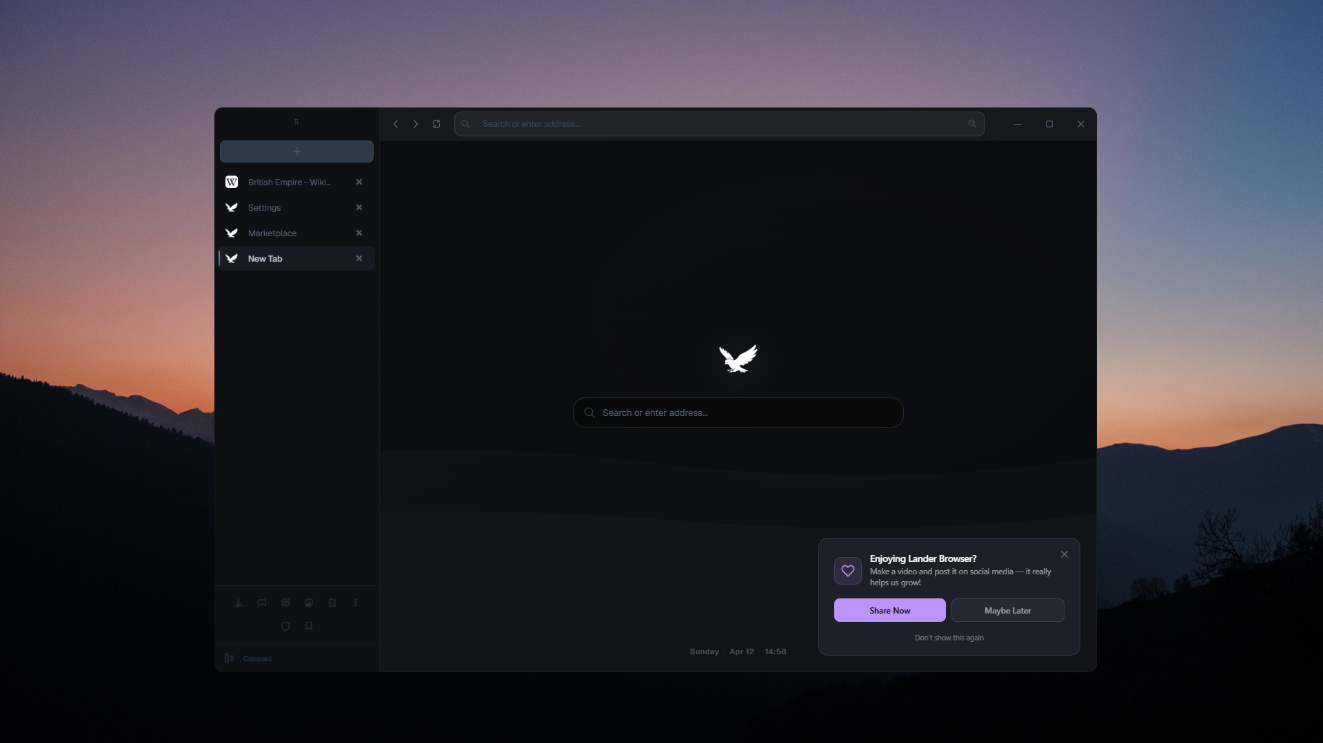 Lander Browser screenshot